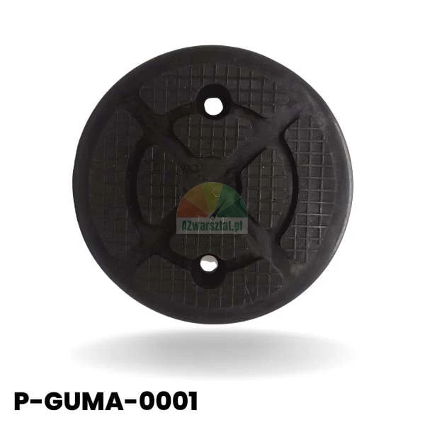 Black circular 12cm rubber jack pad with anti-slip textured surface and mounting holes