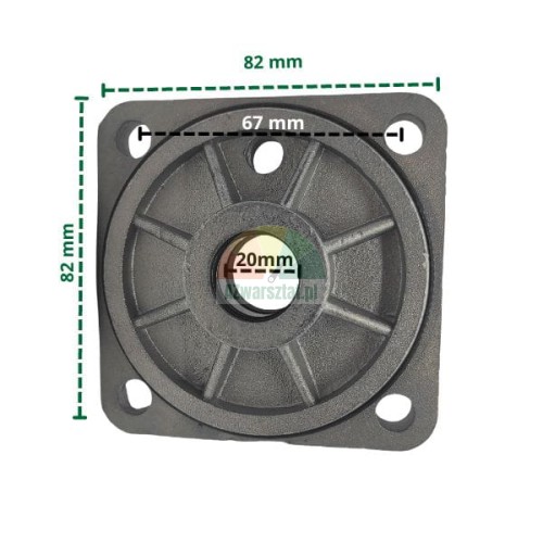 Clamping cylinder cover 8.2x8.2 cm with piston rod hole