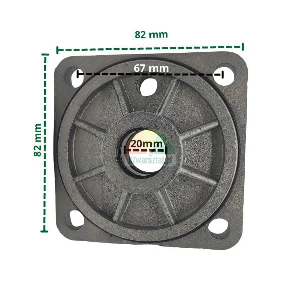 Clamping cylinder cover 8.2x8.2 cm with piston rod hole