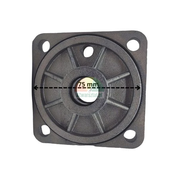 Metal flange with four mounting holes and a marked dimension of 75 mm.