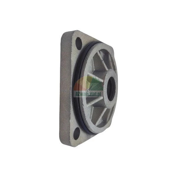 Metal flange cover with an O-ring seal and mounting holes.