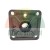 Square metal flange casting with a central bearing and four mounting holes.