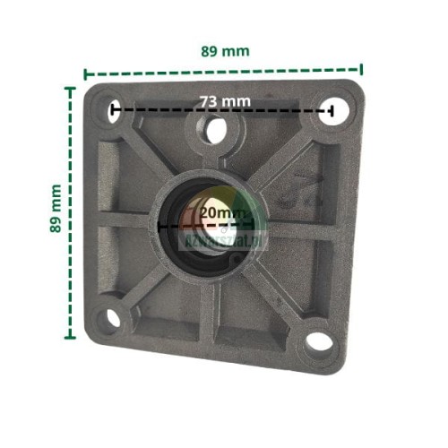 Clamping cylinder cover 9x9 cm with 20 mm piston rod hole