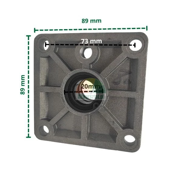Clamping cylinder cover 9x9 cm with 20 mm piston rod hole