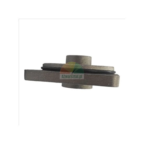 Profile view of a metal mechanical component with a black O-ring seal.