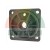 Black metal square flange with a central circular opening and four mounting holes in the corners.