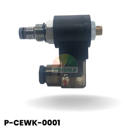 Electromagnetic coil with lowering valve 24 DC P-CEWK-0001, black housing and transparent plug with LED