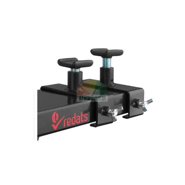 Adjustable supports for the Redats engine support beam, black metal components with wing screws.