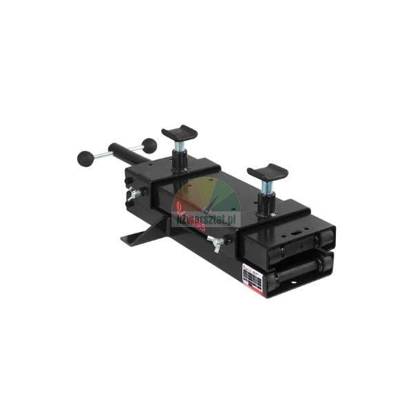 Black REDATS hydraulic pit jack with two adjustable support arms and black finish.