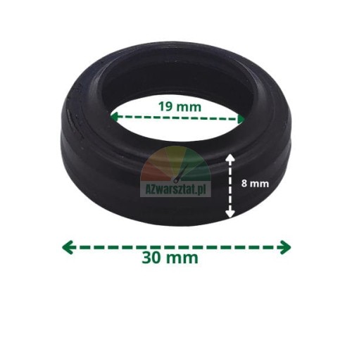 Black V-ring piston rod seal with dimensions 19x30x8 mm
