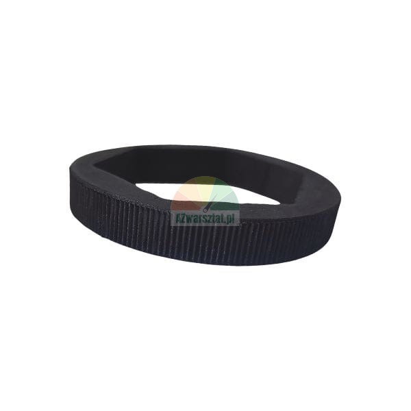 Black rubber gasket with ribbed outer edge and hexagonal inner center
