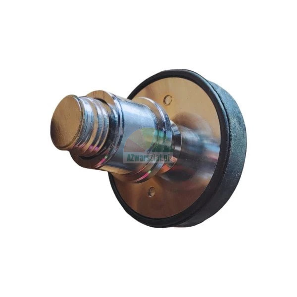 Chrome-plated pop-up basin waste plug with a black rubber gasket.