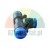 T-shaped pneumatic push-to-connect fitting with blue collars