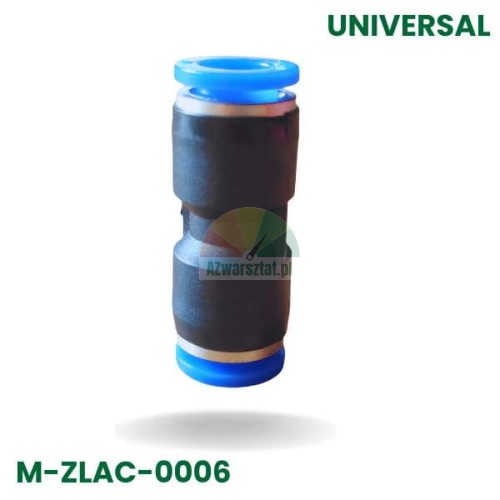 Straight pneumatic push-in connector 8mm to 8mm, black with blue release rings