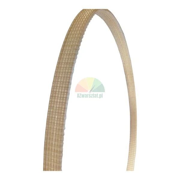 Light beige toothed drive belt for household appliances.
