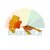 Two orange plastic mounting elements on a white background.