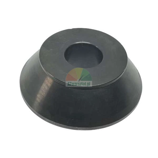 Black metal centering cone, mechanical component with a hole in the center.