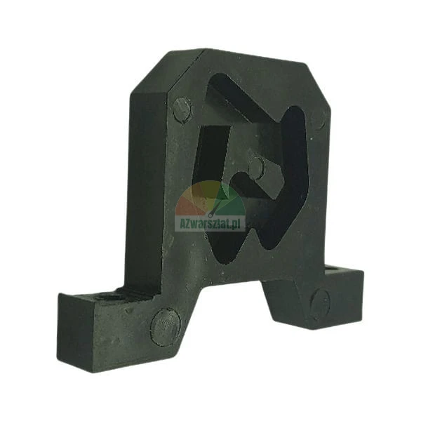 Black plastic mounting element with a center cutout on a white background.