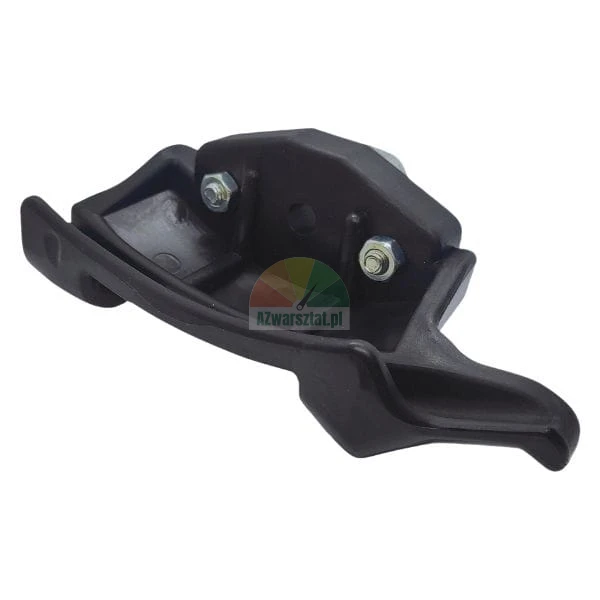 Black plastic handle or mounting bracket with two silver nuts.