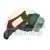 Black plastic window handle bracket with a metal mounting element.