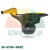 Black universal mounting head for tire changer machine, 4-bolt mount, with yellow protective inserts.