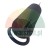 Black metal extension spring with a hook on a white background