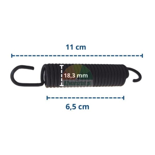 Black extension spring 11cm type B with dimensions