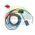 Magnetic safety sensor with long cable and two black heads on white background.