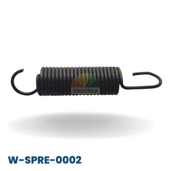 Black tension spring for wheel balancer 13 cm long with hooks at the ends.