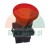 Red mushroom-style emergency stop button with directional arrows on a black mounting base.