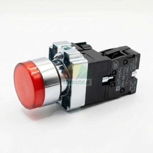 Red glowing elevator button 1 x NC with metal housing