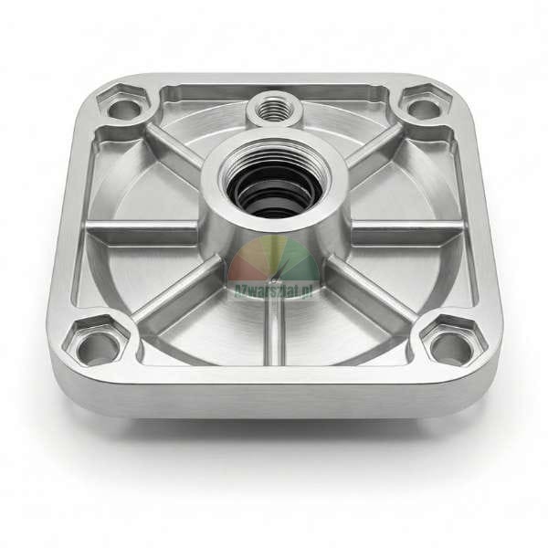 Clamping/tilting cylinder cover 10.9x10.9cm with hole for piston rod (100mm cylinder)