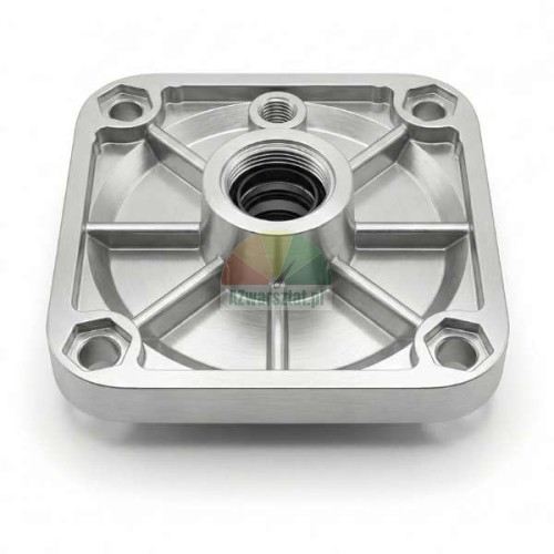 Metal clamping/tilting cylinder cover 10.9x10.9cm with piston rod hole for 100mm actuator