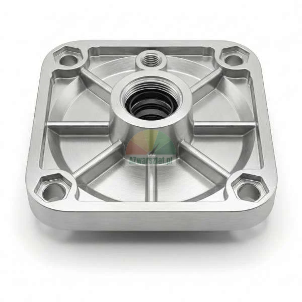 Metal clamping/tilting cylinder cover 10.9x10.9cm with piston rod hole for 100mm actuator