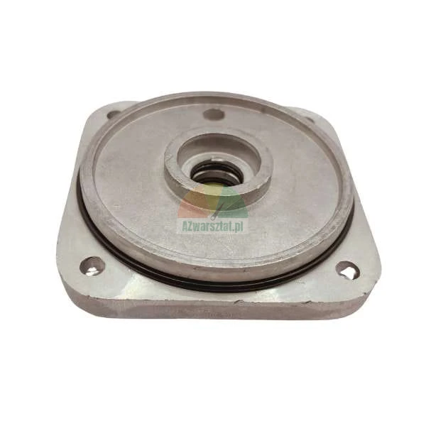 Metal cover plate with O-ring seal and four mounting holes on a white background.