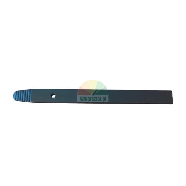 Black plastic pry tool with a serrated tip and a small hole.