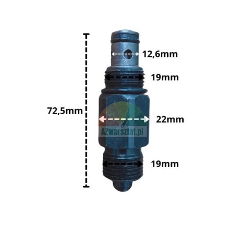 Black lowering valve with 19mm thread and dimensions