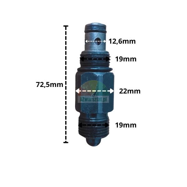 Black lowering valve with 19mm thread and dimensions