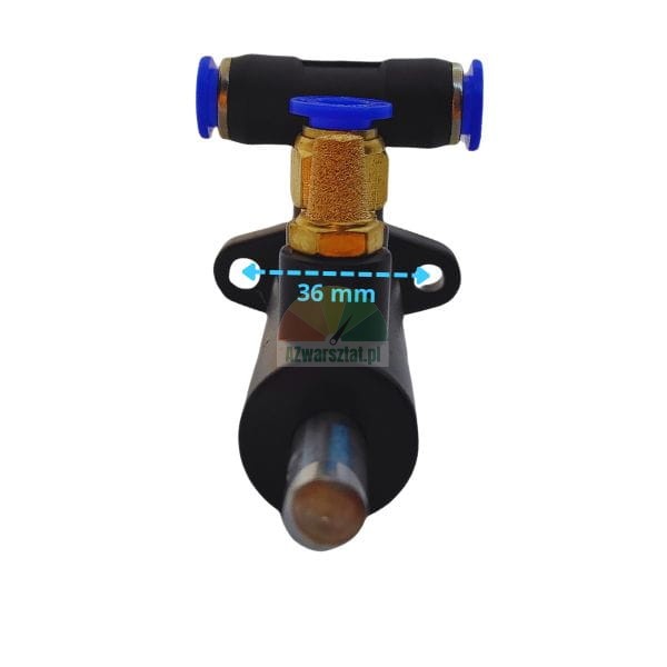 Pneumatic mounting element with quick-connect fittings and indicated 36 mm hole spacing.