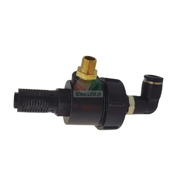 Vacuum ejector with noise silencer and brass connection on a white background