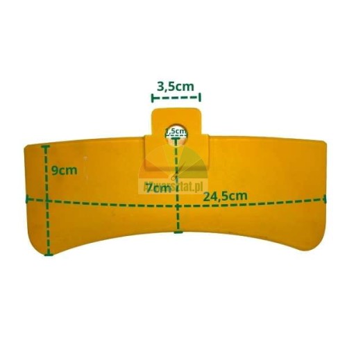 Yellow plastic bead breaker blade cover with dimensions