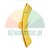 Yellow curved plastic component with a visible 0,5 cm wide slot.