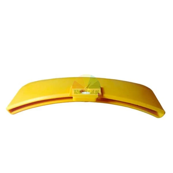 Yellow curved plastic component with a mounting hole