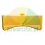 Yellow composite brake shoe or wheel chock with a curved profile on a white background.