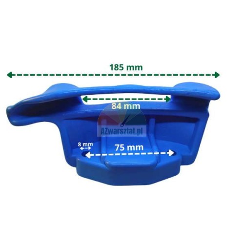 Blue plastic tire changer mounting head with 185 mm width dimension