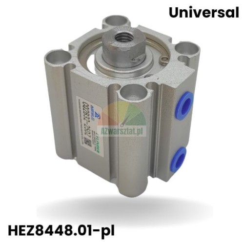 Compact pneumatic cylinder HEZ8448.01 CQ2B32-25DZ with aluminum housing and blue air ports.