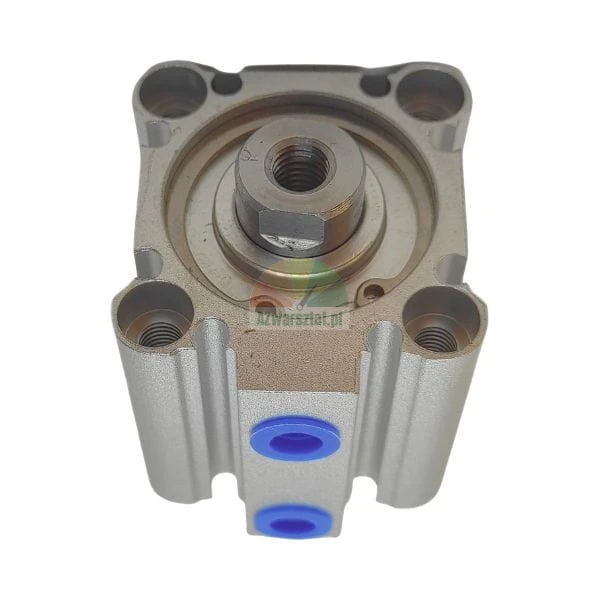 Compact pneumatic cylinder with internal thread and blue air ports