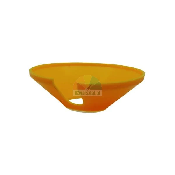 Orange silicone sealing element or cover for a food processor on a white background.