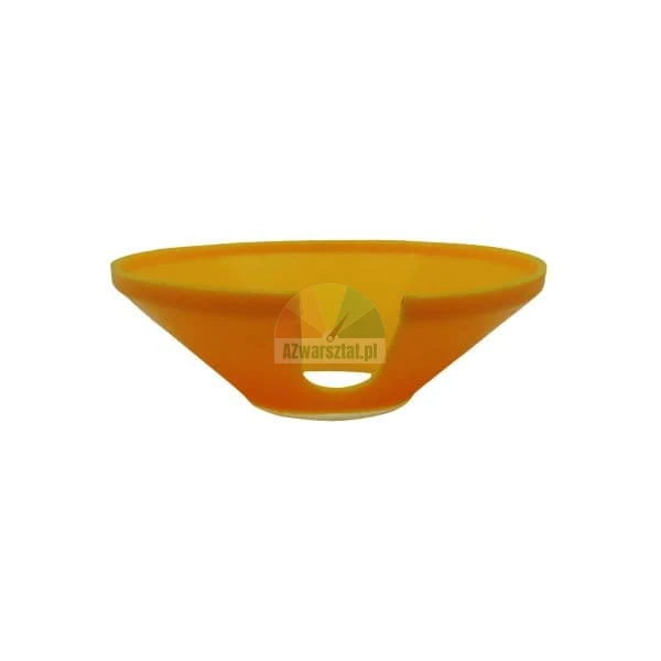 Orange silicone seal with a funnel shape and a side cutout.