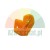 Small orange plastic bracket component with mounting holes